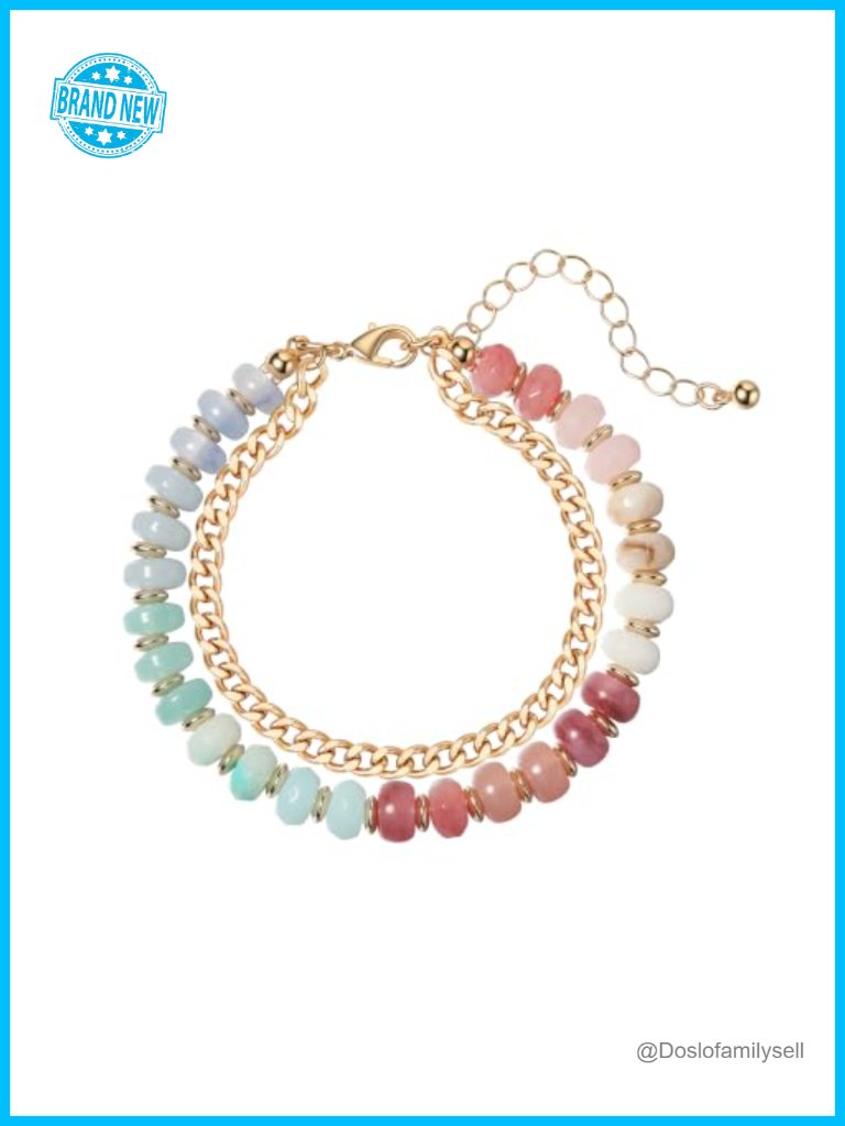 Acrylic Beaded Bracelet With Gold Chain, Lobster Clasp, Extender